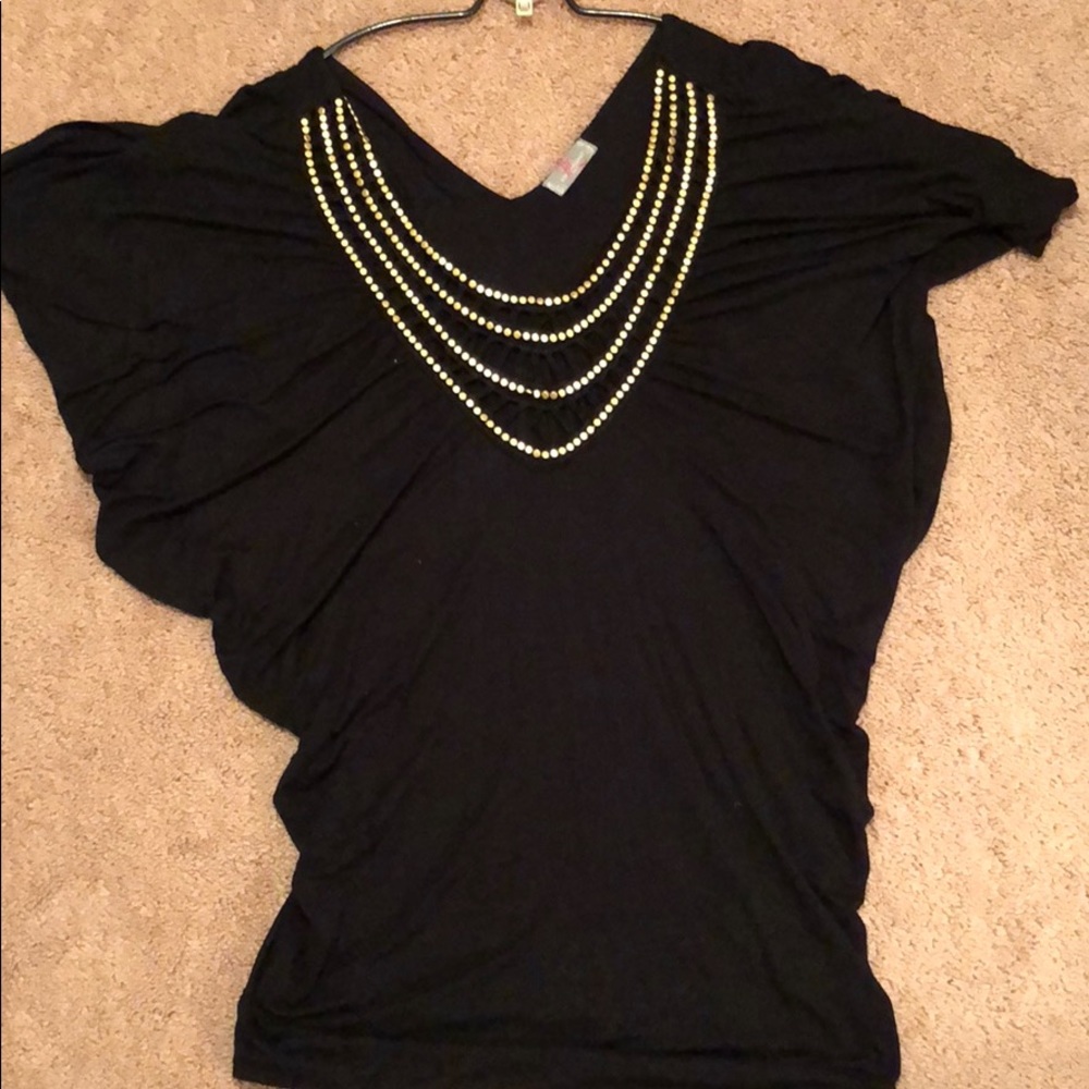 Body Language Black and Gold beaded top